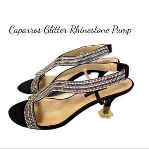 Caparros Open Toe Glitter Rhinestone Pump Sandal